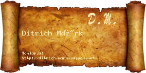 Ditrich Márk névjegykártya